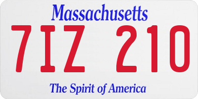 MA license plate 7IZ210