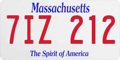 MA license plate 7IZ212