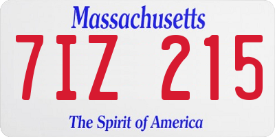 MA license plate 7IZ215
