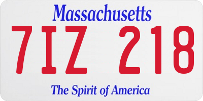 MA license plate 7IZ218