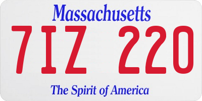 MA license plate 7IZ220
