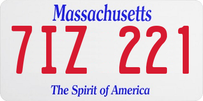 MA license plate 7IZ221
