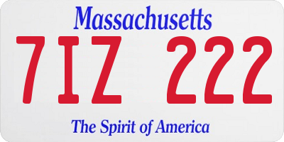 MA license plate 7IZ222