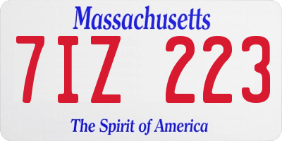 MA license plate 7IZ223
