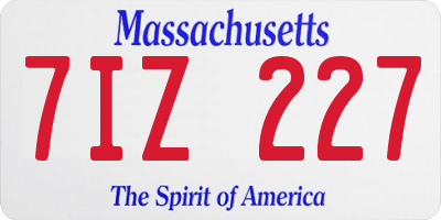 MA license plate 7IZ227