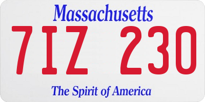 MA license plate 7IZ230