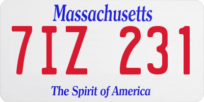 MA license plate 7IZ231