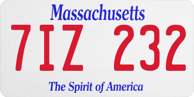 MA license plate 7IZ232