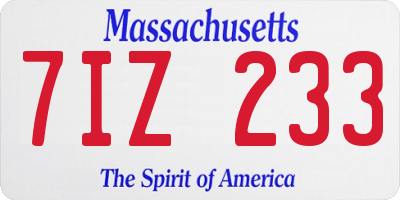 MA license plate 7IZ233