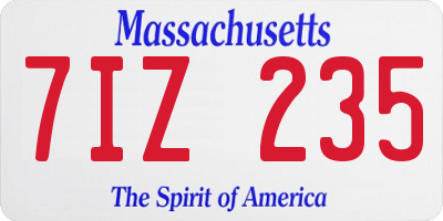 MA license plate 7IZ235