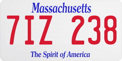 MA license plate 7IZ238