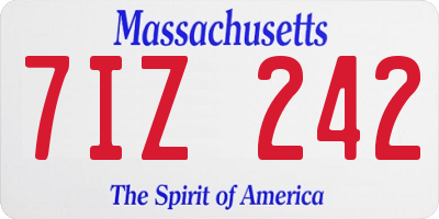 MA license plate 7IZ242