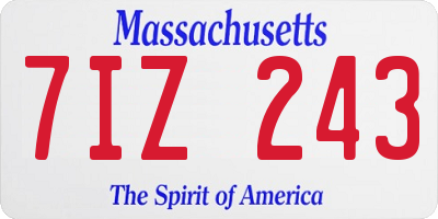 MA license plate 7IZ243