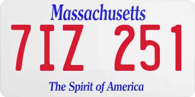 MA license plate 7IZ251