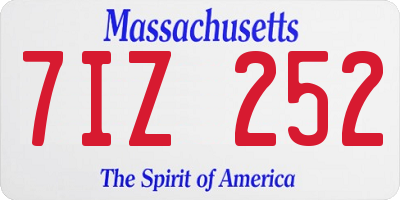 MA license plate 7IZ252