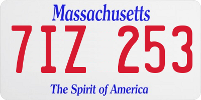 MA license plate 7IZ253