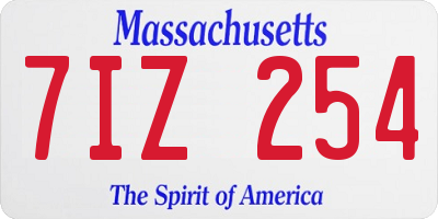 MA license plate 7IZ254