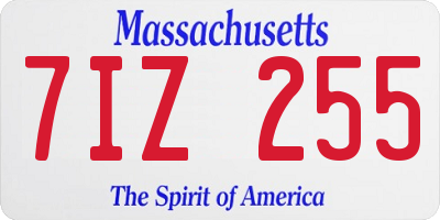 MA license plate 7IZ255