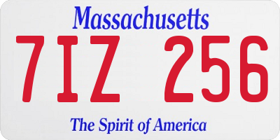 MA license plate 7IZ256