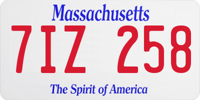 MA license plate 7IZ258