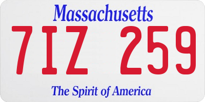 MA license plate 7IZ259
