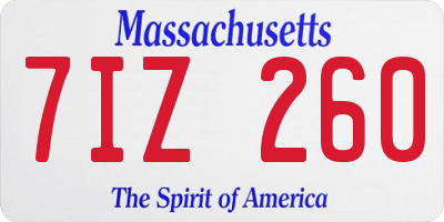 MA license plate 7IZ260