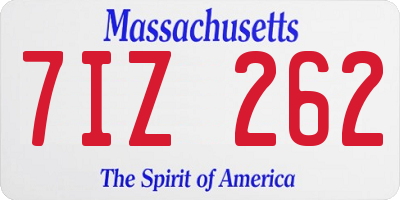 MA license plate 7IZ262