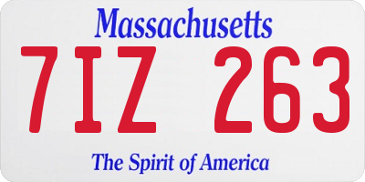 MA license plate 7IZ263