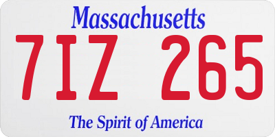 MA license plate 7IZ265