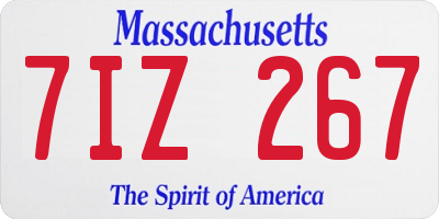 MA license plate 7IZ267