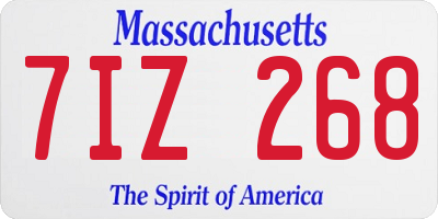 MA license plate 7IZ268