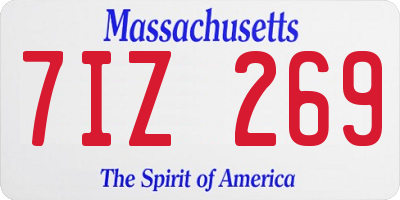 MA license plate 7IZ269