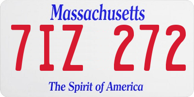 MA license plate 7IZ272