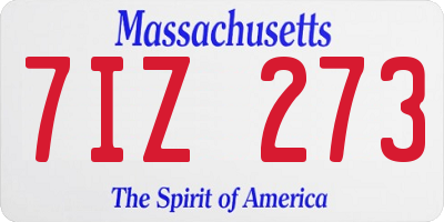 MA license plate 7IZ273