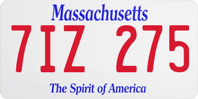 MA license plate 7IZ275