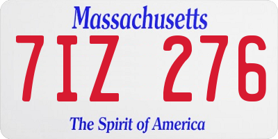 MA license plate 7IZ276