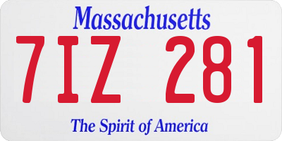 MA license plate 7IZ281
