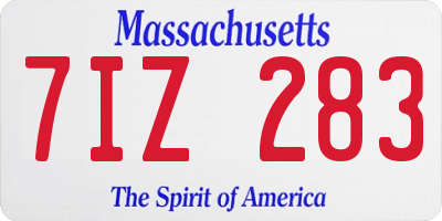 MA license plate 7IZ283