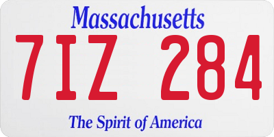 MA license plate 7IZ284