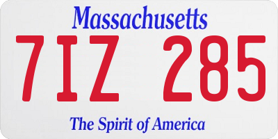MA license plate 7IZ285