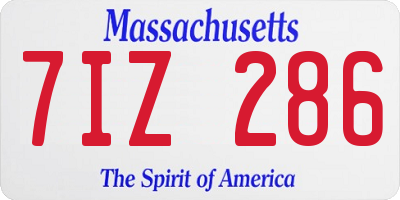 MA license plate 7IZ286