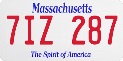 MA license plate 7IZ287