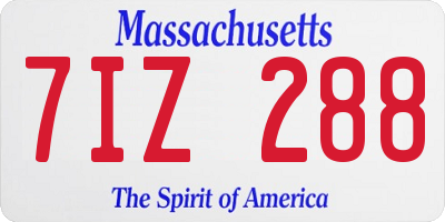 MA license plate 7IZ288
