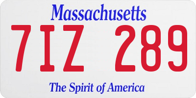 MA license plate 7IZ289