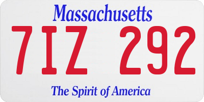 MA license plate 7IZ292