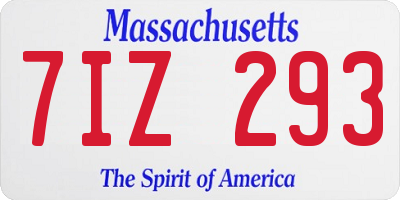 MA license plate 7IZ293