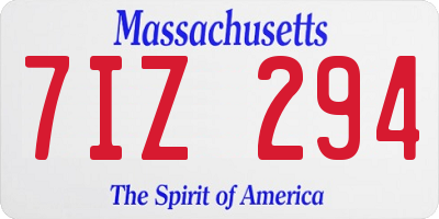 MA license plate 7IZ294