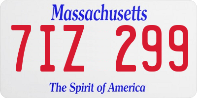 MA license plate 7IZ299