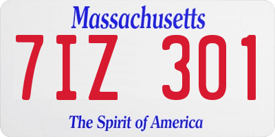 MA license plate 7IZ301