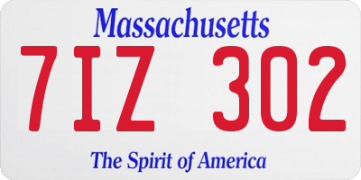 MA license plate 7IZ302